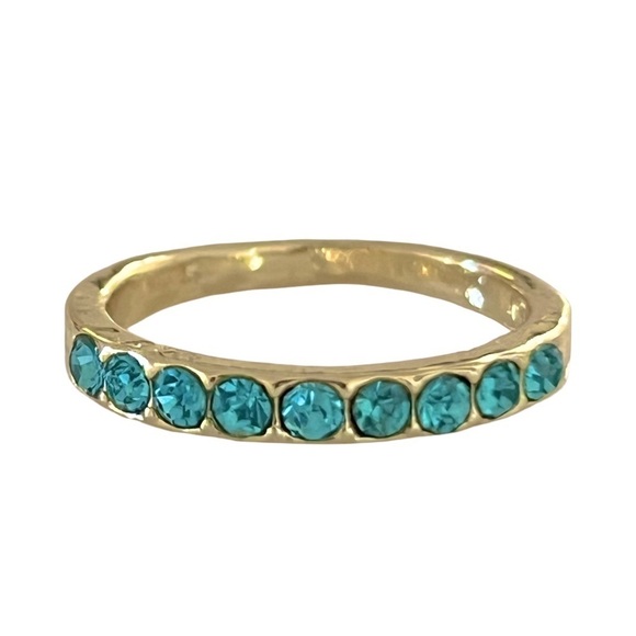 Aquamarine Blue Gemstones Gold March Birthstone Ring - Picture 1 of 8